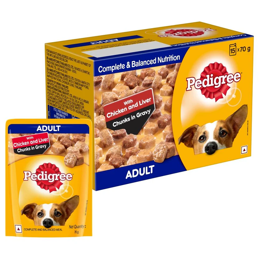 Pedigree Adult Wet Dog Food, Chicken & Liver Chunks in Gravy